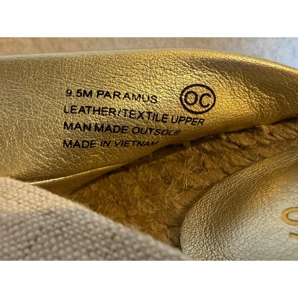 Aerosoles‎ Paramus Gold Metallic Leather Espadrille Slide Sandals Womens 9.5M